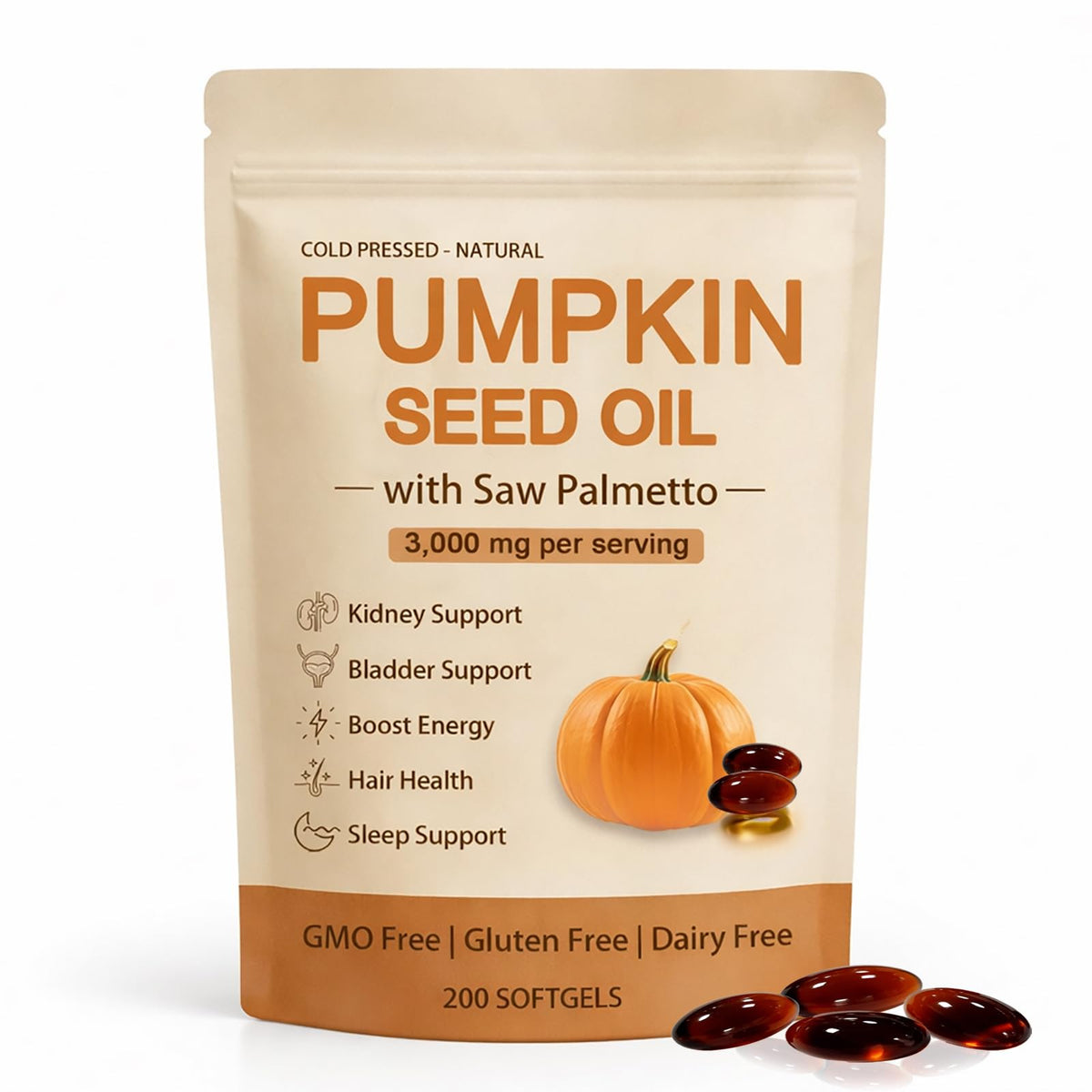 wuliao Pumpkin Seed Oil Softgels bottle front view