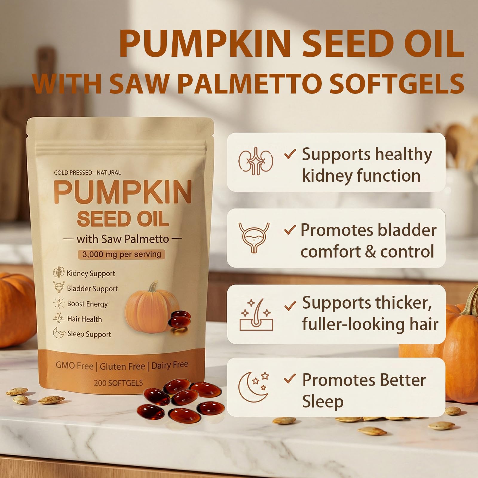 wuliao Pumpkin Seed Oil Softgels side view with label