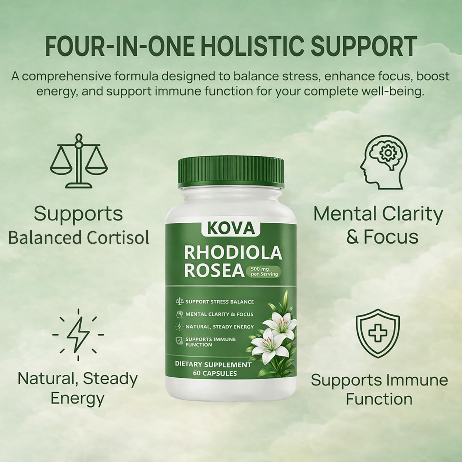 wuliao Rhodiola Rosea Capsules 500mg side view