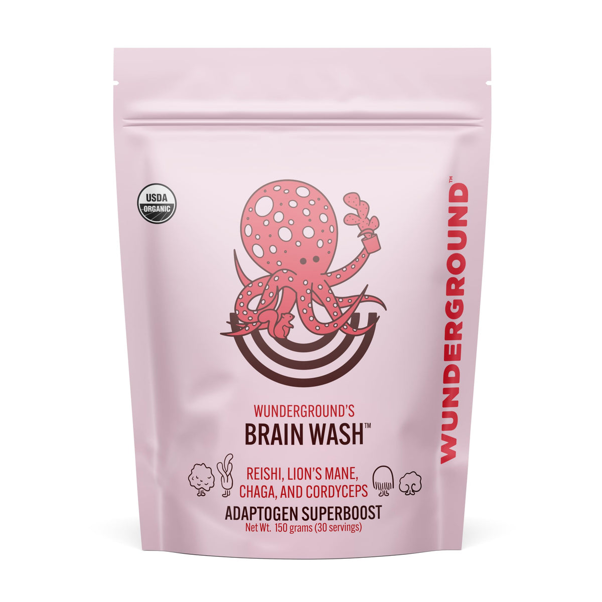 Wunderground Organic Adaptogenic Mushroom SuperBoost front view with packaging