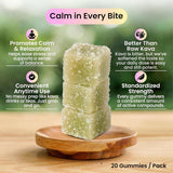WUNDERKIND Kava Kava Gummies with a serving suggestion on a wooden table