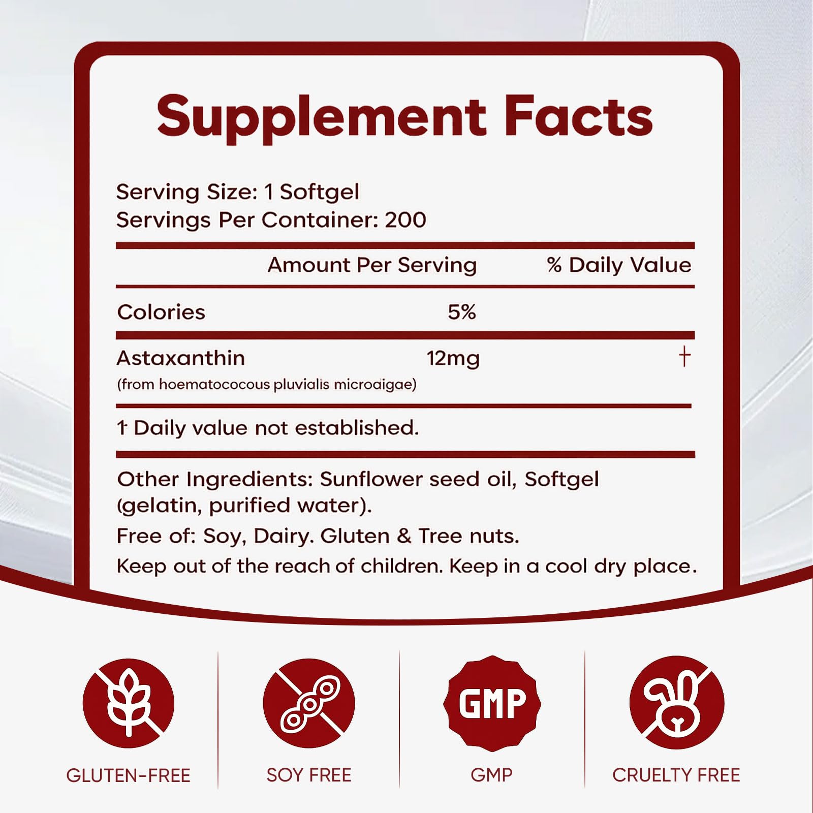 Wvnscl Astaxanthin Supplement 109g side view