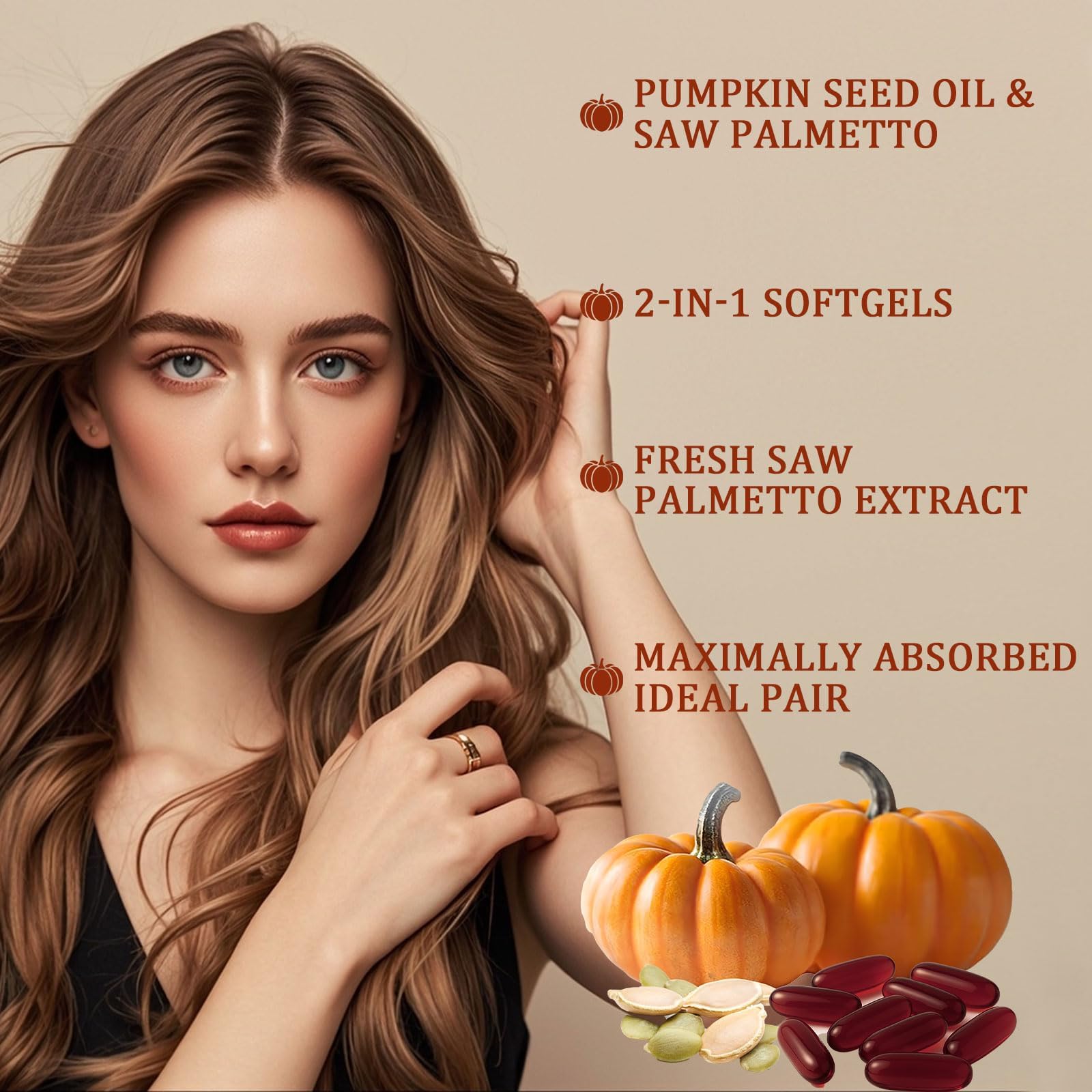 Wvnscl Pumpkin Seed Oil and Saw Palmetto softgels close-up