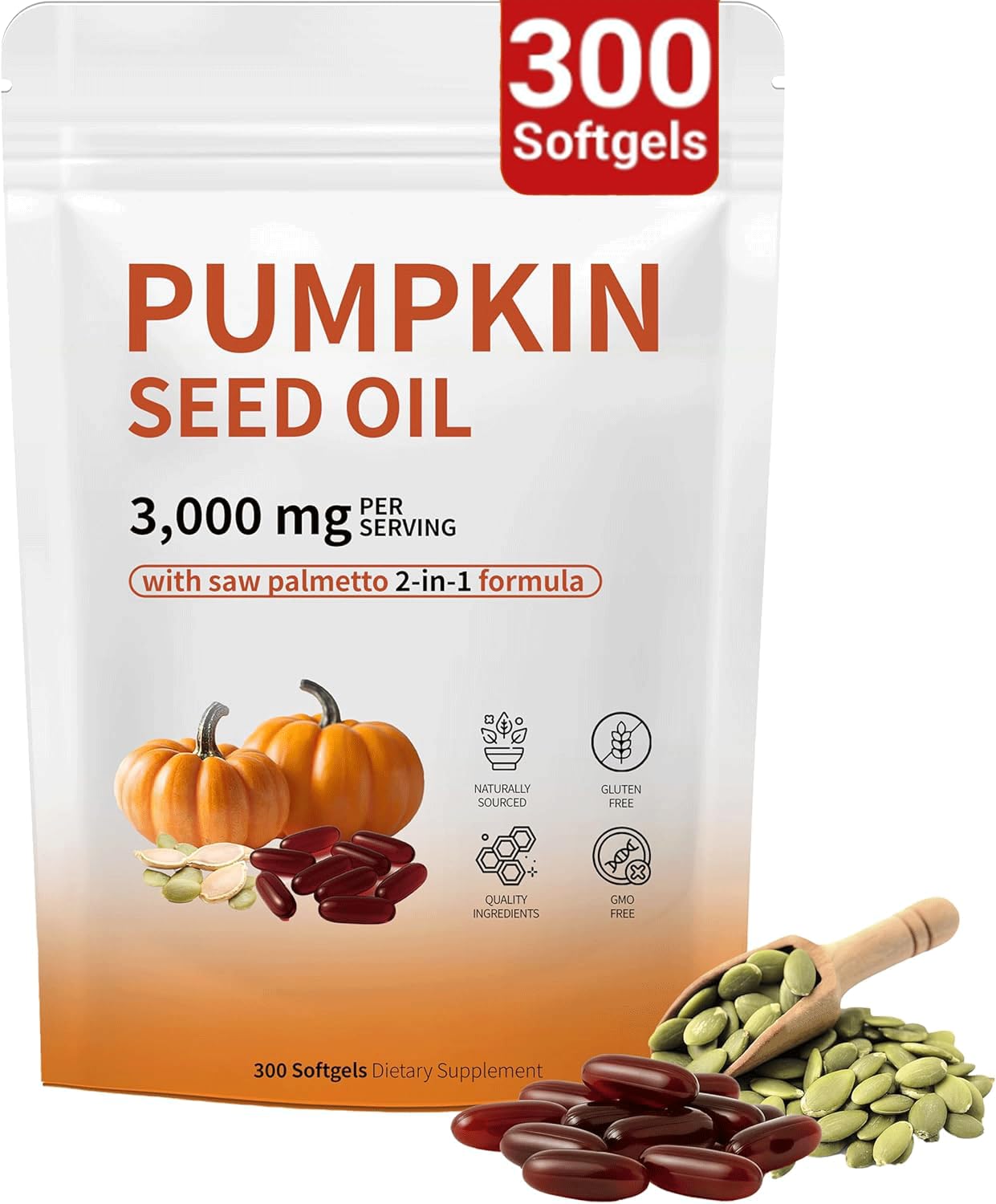 Wvnscl Pumpkin Seed Oil and Saw Palmetto softgels front view