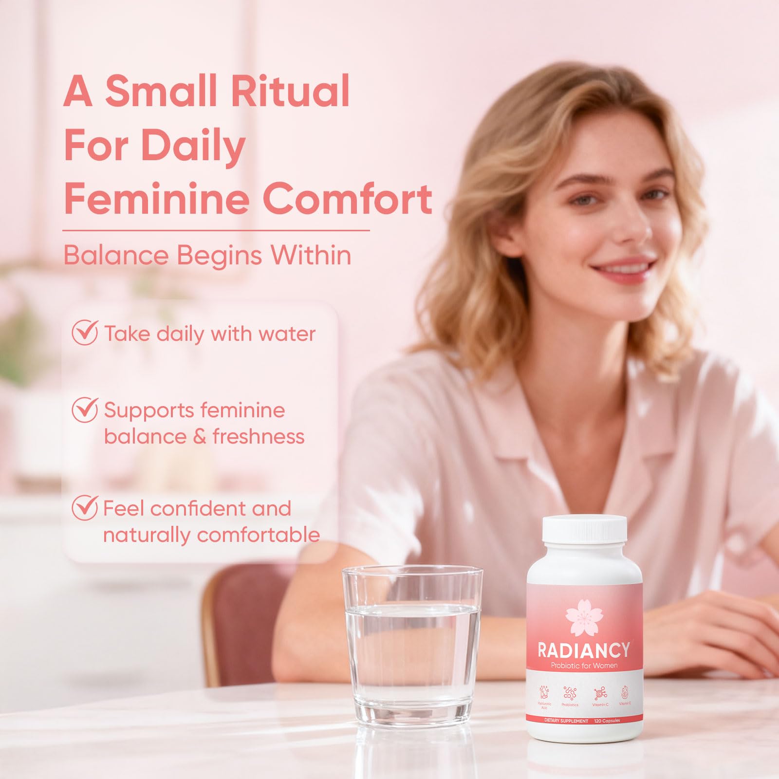 WXDOAU Prebiotic Capsules back view with ingredient list