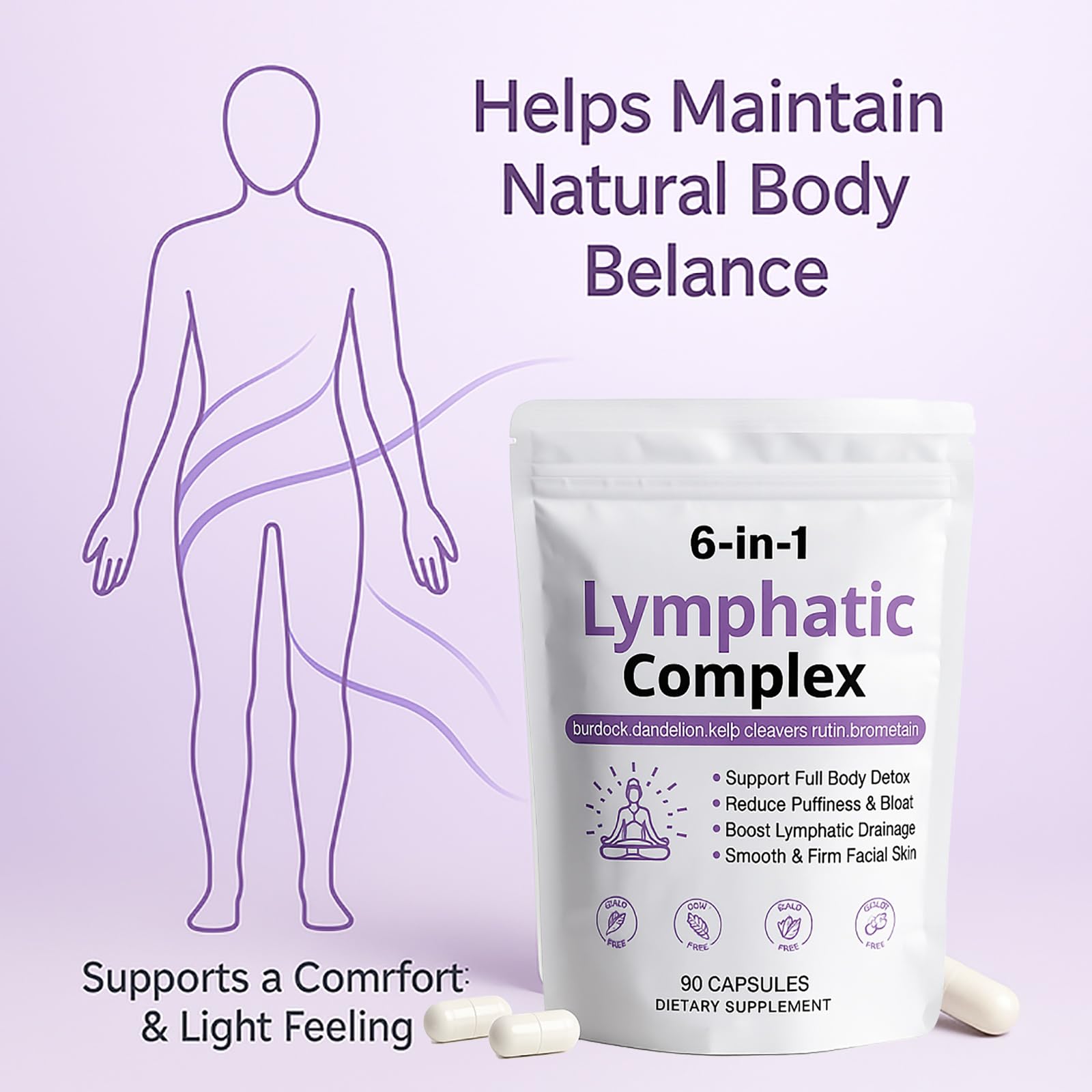 WXDOAU Prebiotic Supplement 6-in-1 Botanical Formula with herbal ingredients