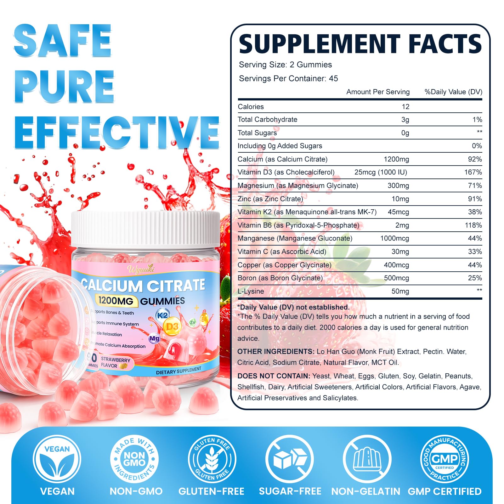 WyuuKi Calcium Gummies family-friendly packaging