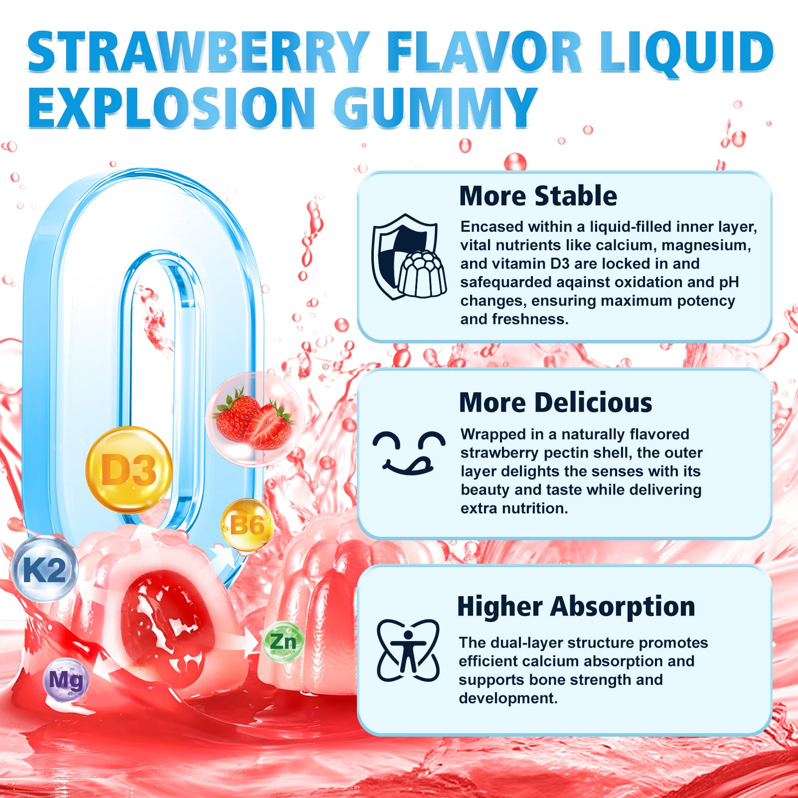 WyuuKi Calcium Gummies nutritional information on the label