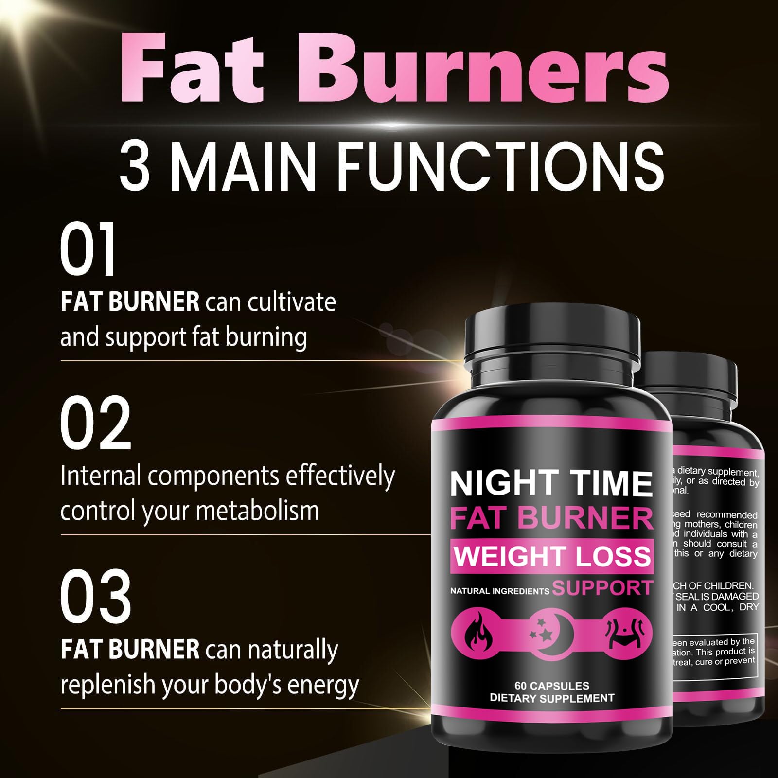 WZI Nighttime Fat Burner Capsules with a measuring tool for dosage