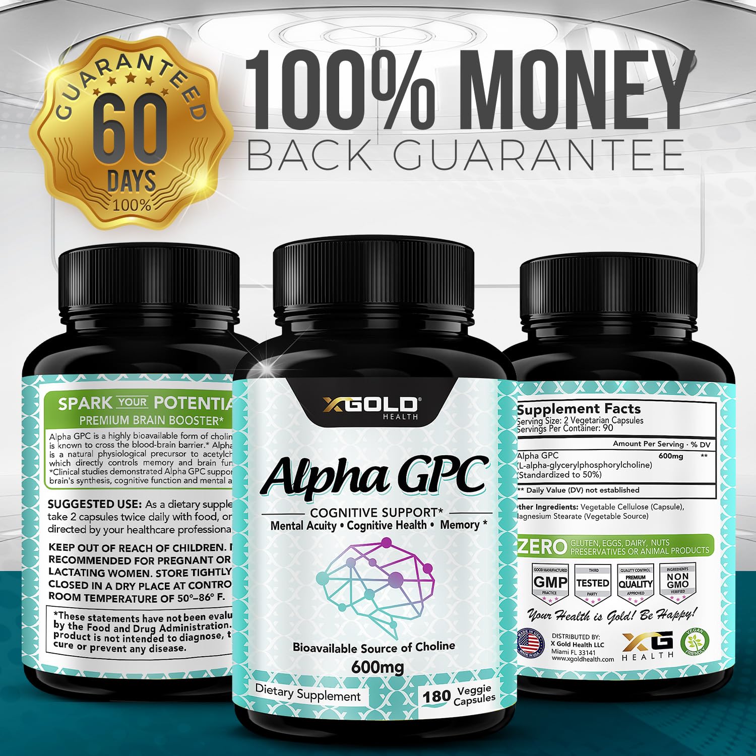 X Gold Health Alpha GPC supplement ingredients list