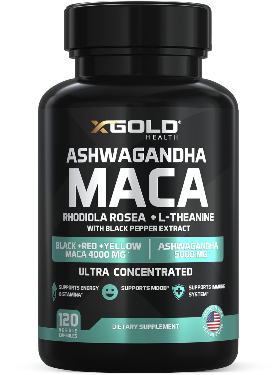 X Gold Health Ashwagandha Supplement front view with packaging