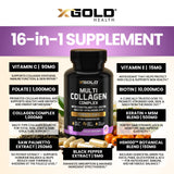 X Gold Health Collagen Supplement 1000mg capsule close-up