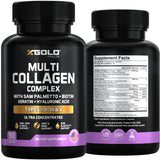 X Gold Health Collagen Supplement on a table with flowers