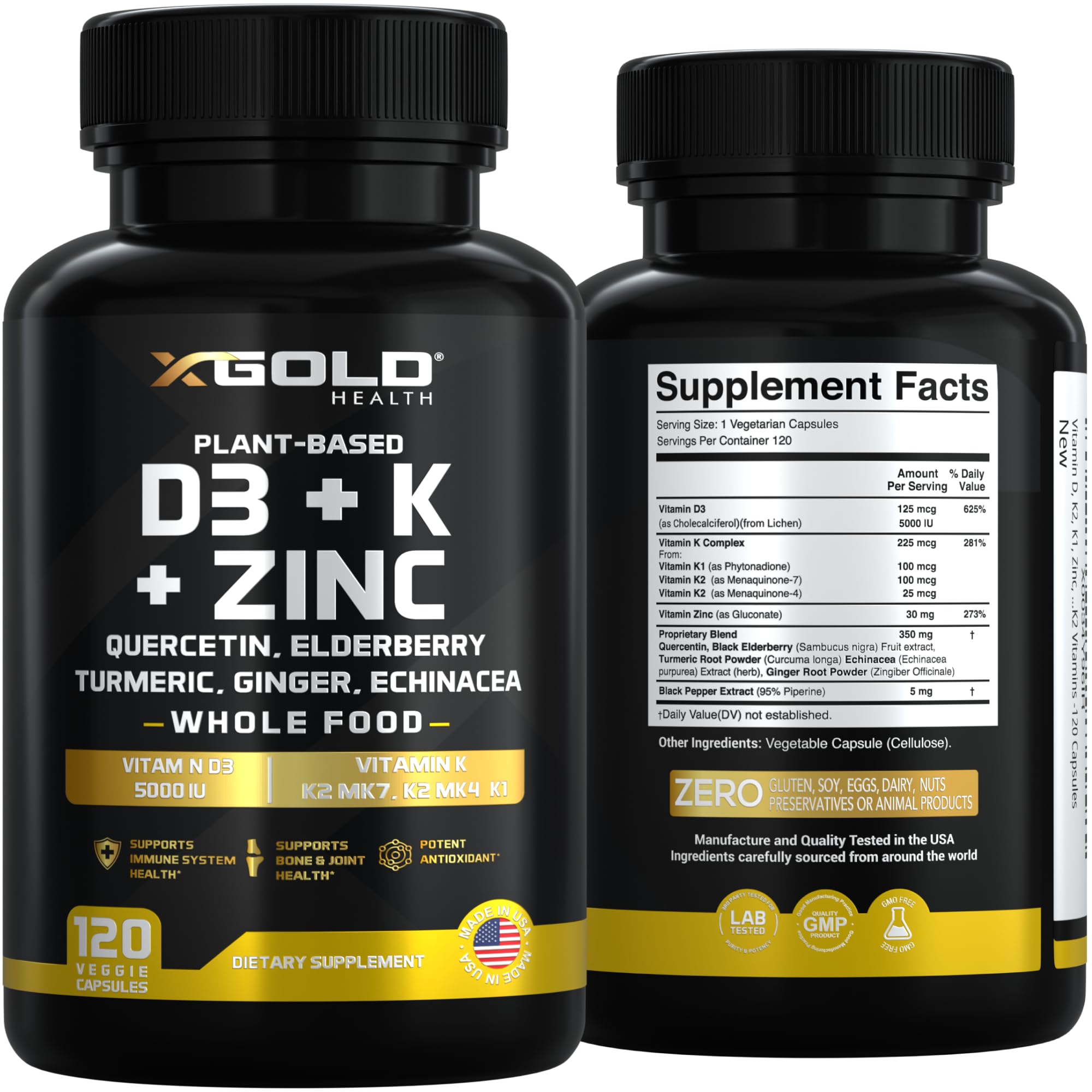 X Gold Health Daily Wellness Formula bottle on a wooden table