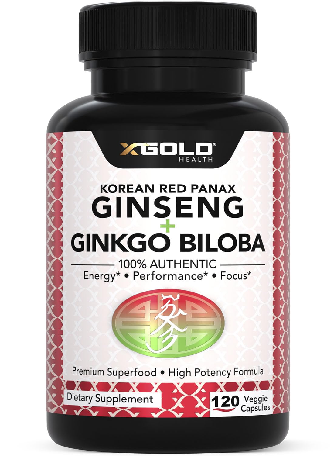 X Gold Health Ginseng Supplement 120 capsules front view