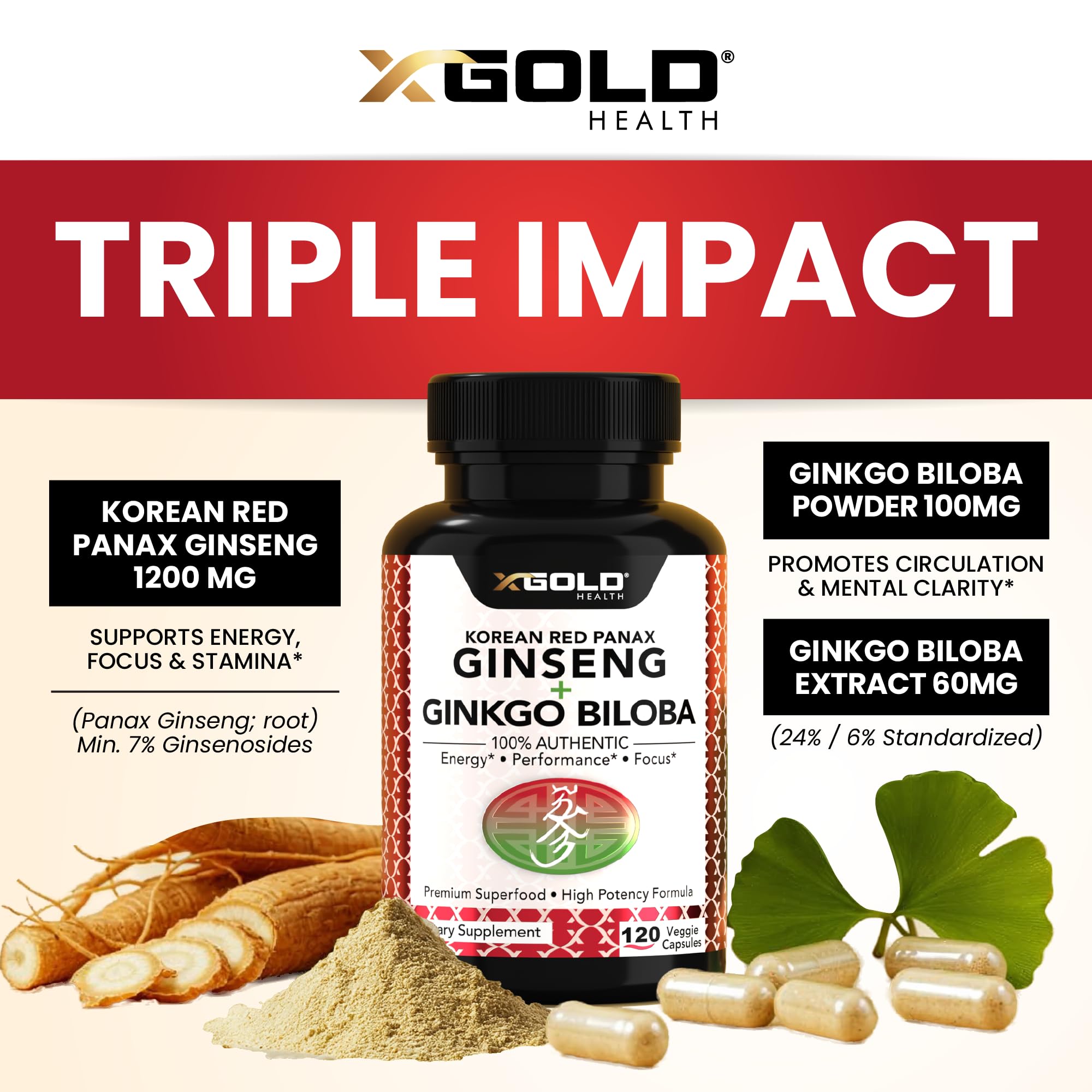 X Gold Health Ginseng Supplement bottle with label