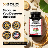 X Gold Health Ginseng Supplement ingredients list close-up