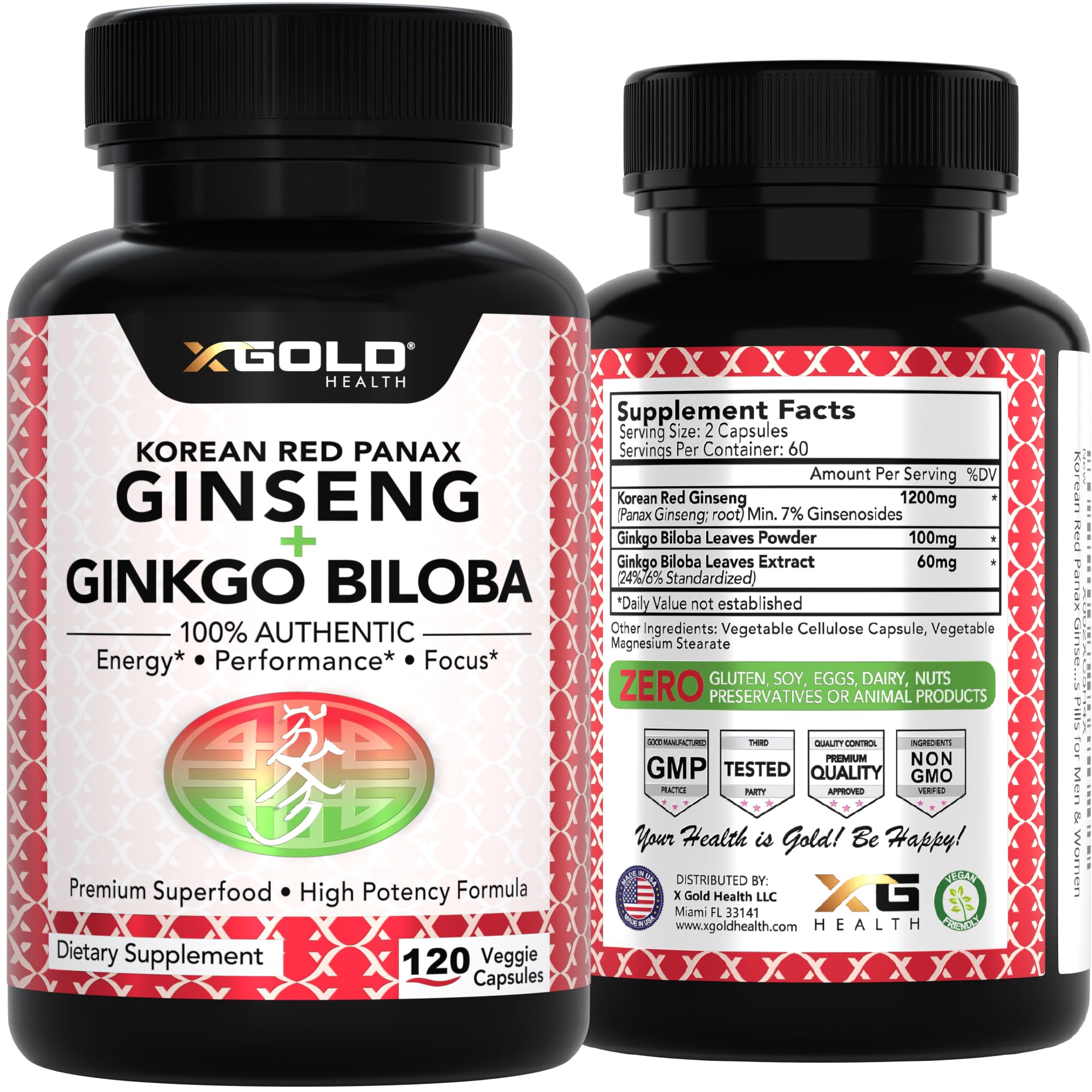 X Gold Health Ginseng Supplement packaging dimensions