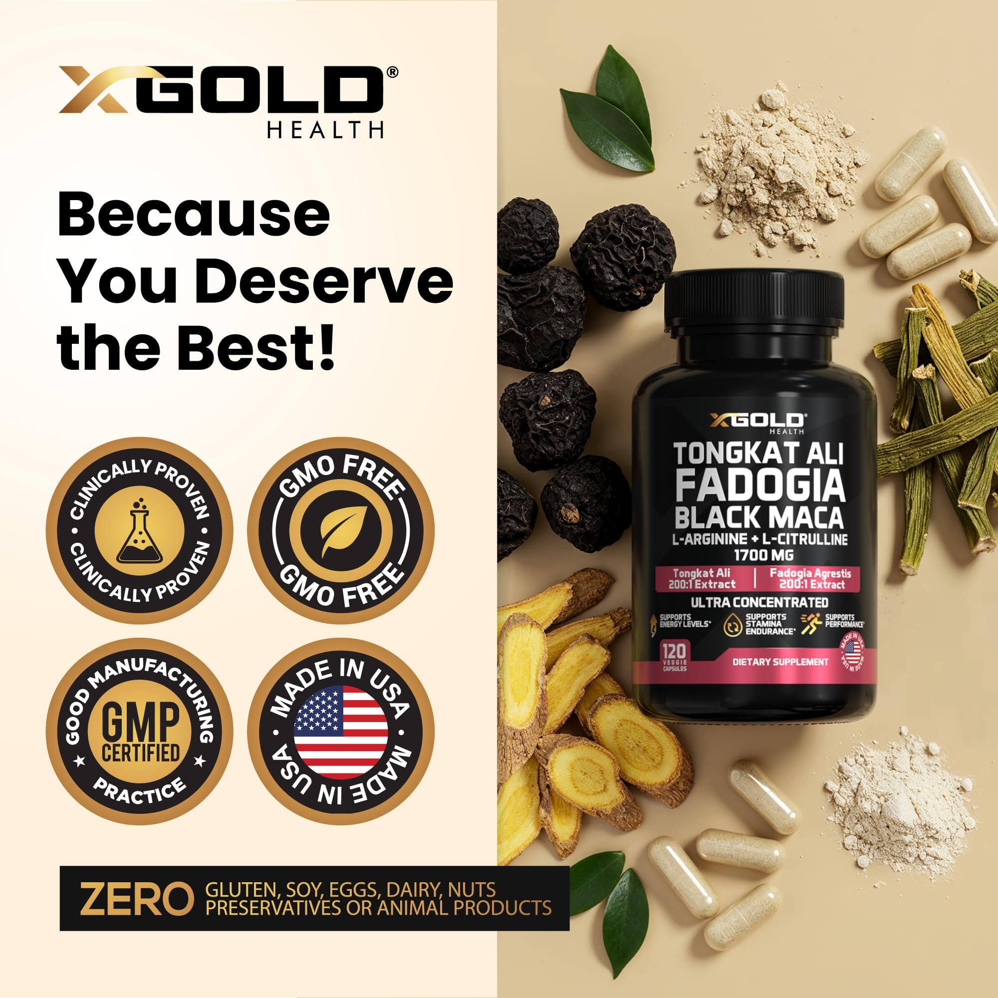 X Gold Health L-Arginine Complex capsules in a hand