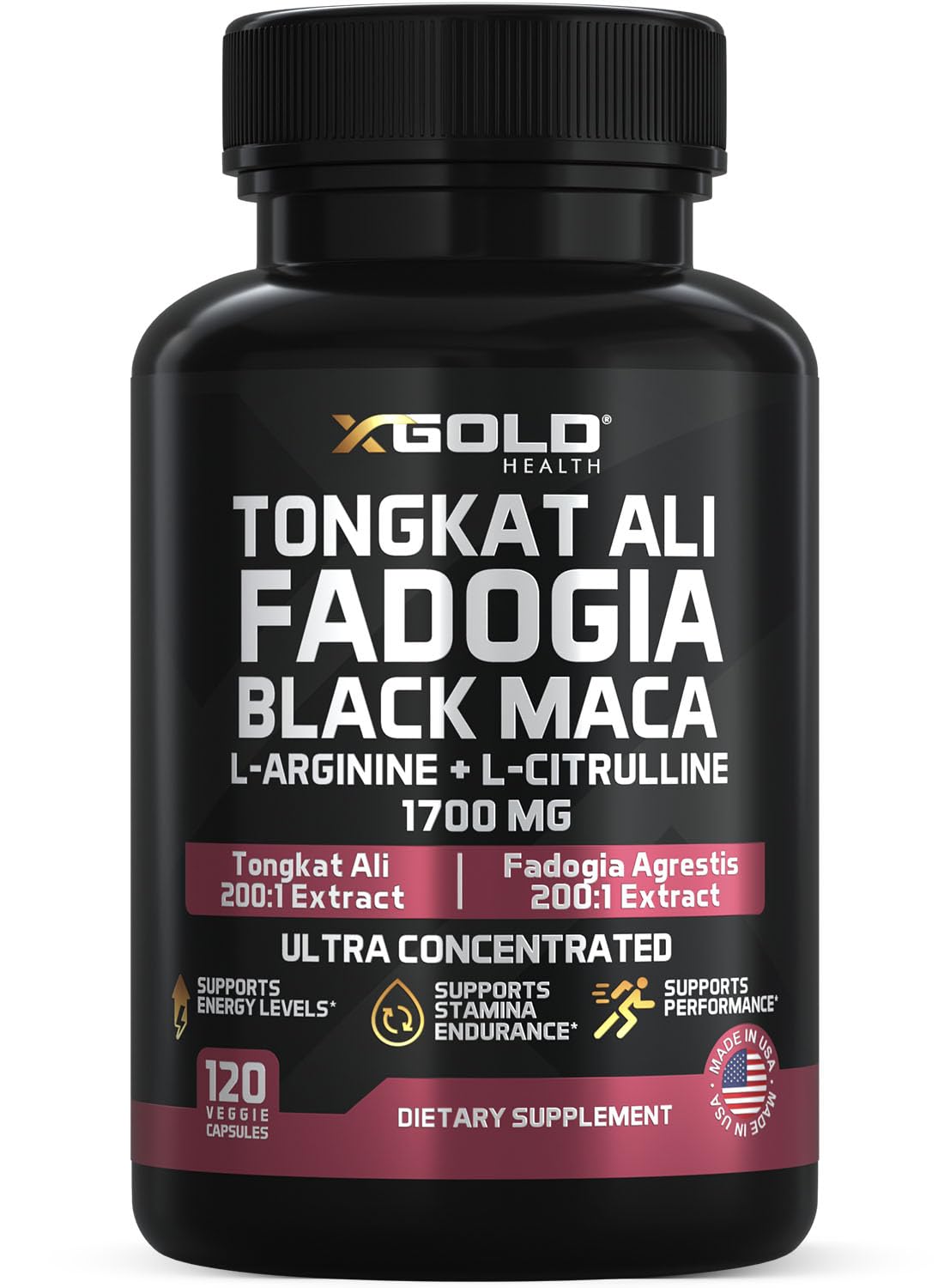 X Gold Health L-Arginine Complex front view with herbal extracts