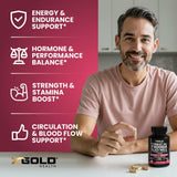 X Gold Health L-Arginine Complex packaging on a wooden table