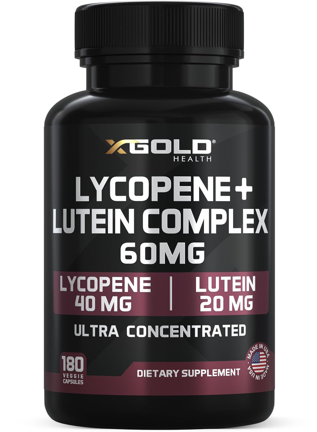 X Gold Health Lycopene + Lutein Complex 180 capsules front view