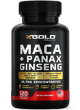 X Gold Health Maca + Ginseng Capsules front view