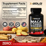 X Gold Health Maca + Ginseng Capsules side view