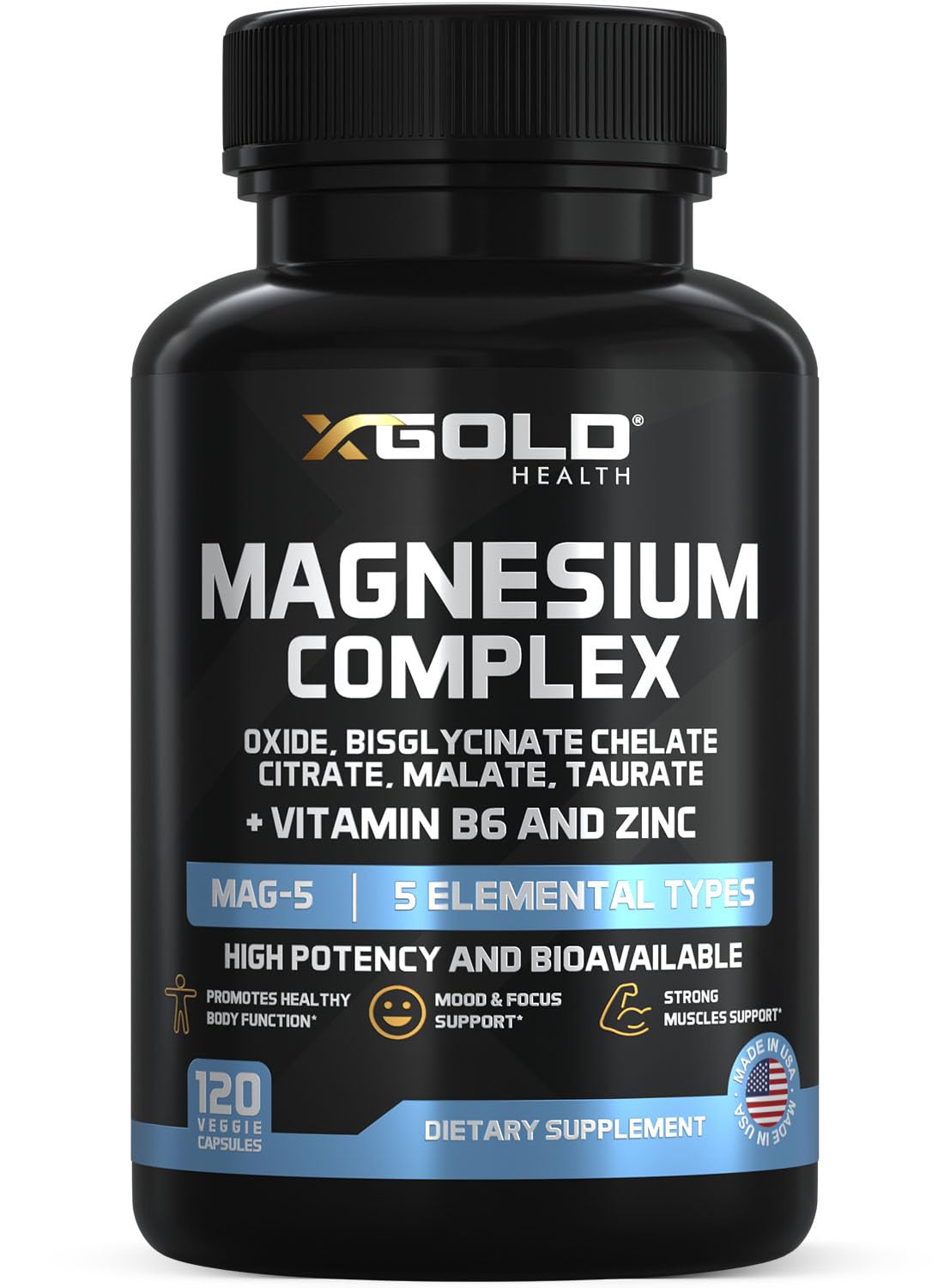 X Gold Health Magnesium Complex Supplement 500mg front view