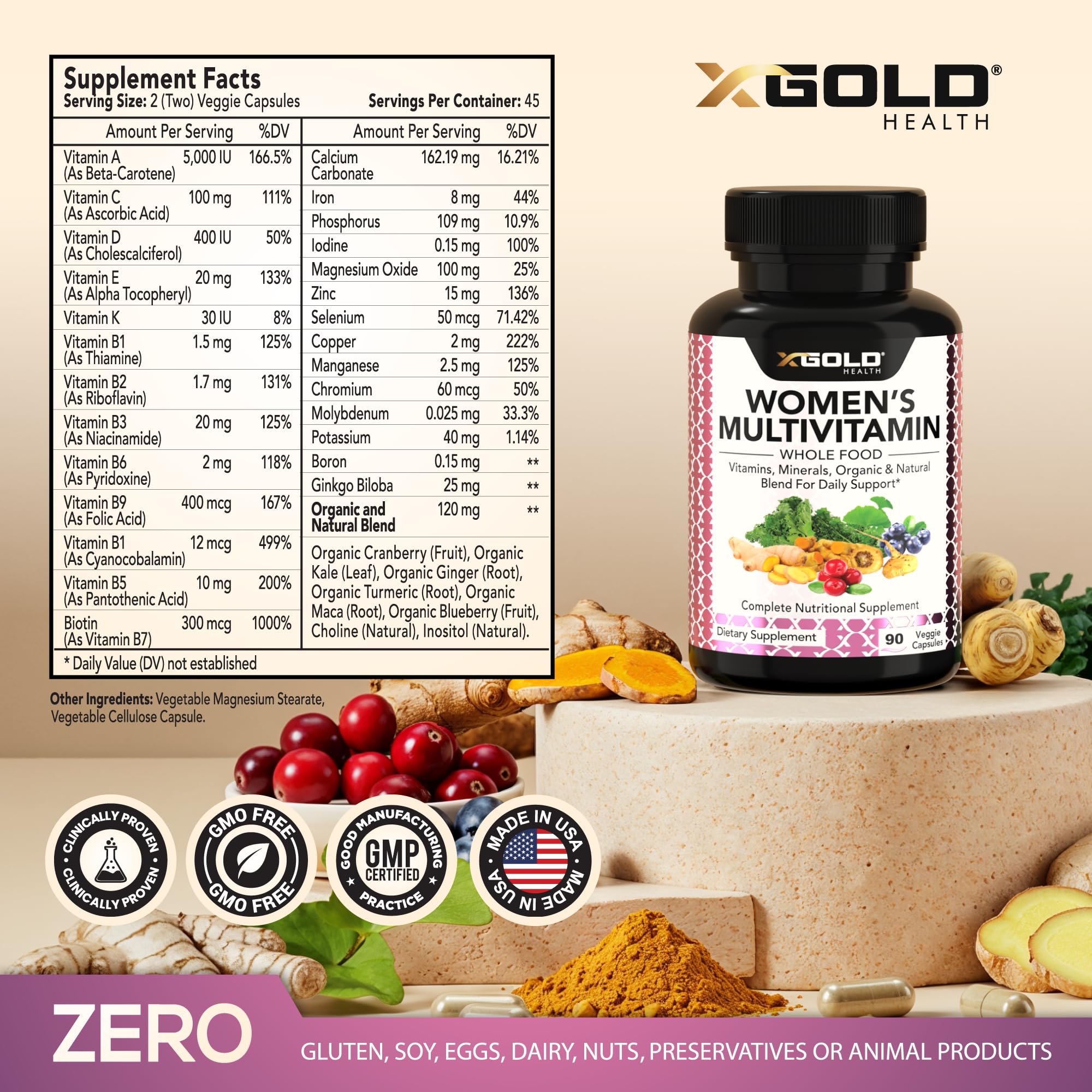 X Gold Health Multivitamin Capsules side view showing capsule details