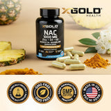 X Gold Health NAC 1000mg Supplement bottle back view