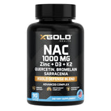X Gold Health NAC 1000mg Supplement bottle front view