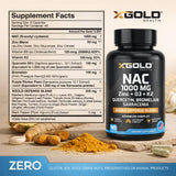 X Gold Health NAC 1000mg Supplement capsules close-up
