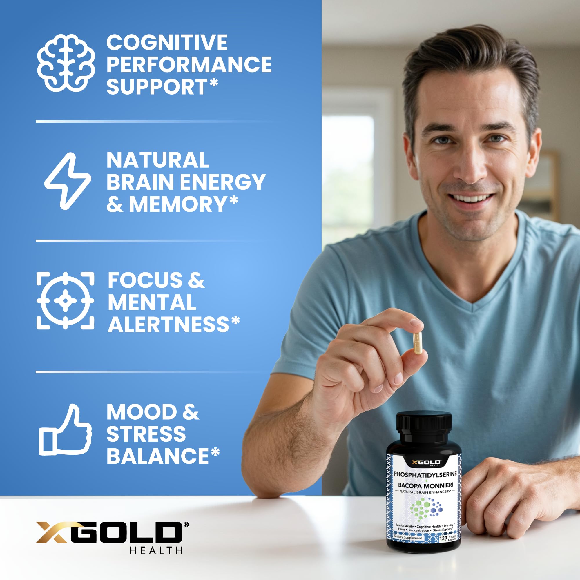 X Gold Health Nootropic Blend ingredients list on back