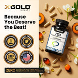 X Gold Health Palmitoylethanolamide with Luteolin capsules on a table
