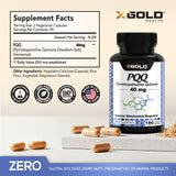 X Gold Health PQQ 40mg supplement bottle side view