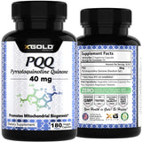 X Gold Health PQQ 40mg supplement capsules in a glass