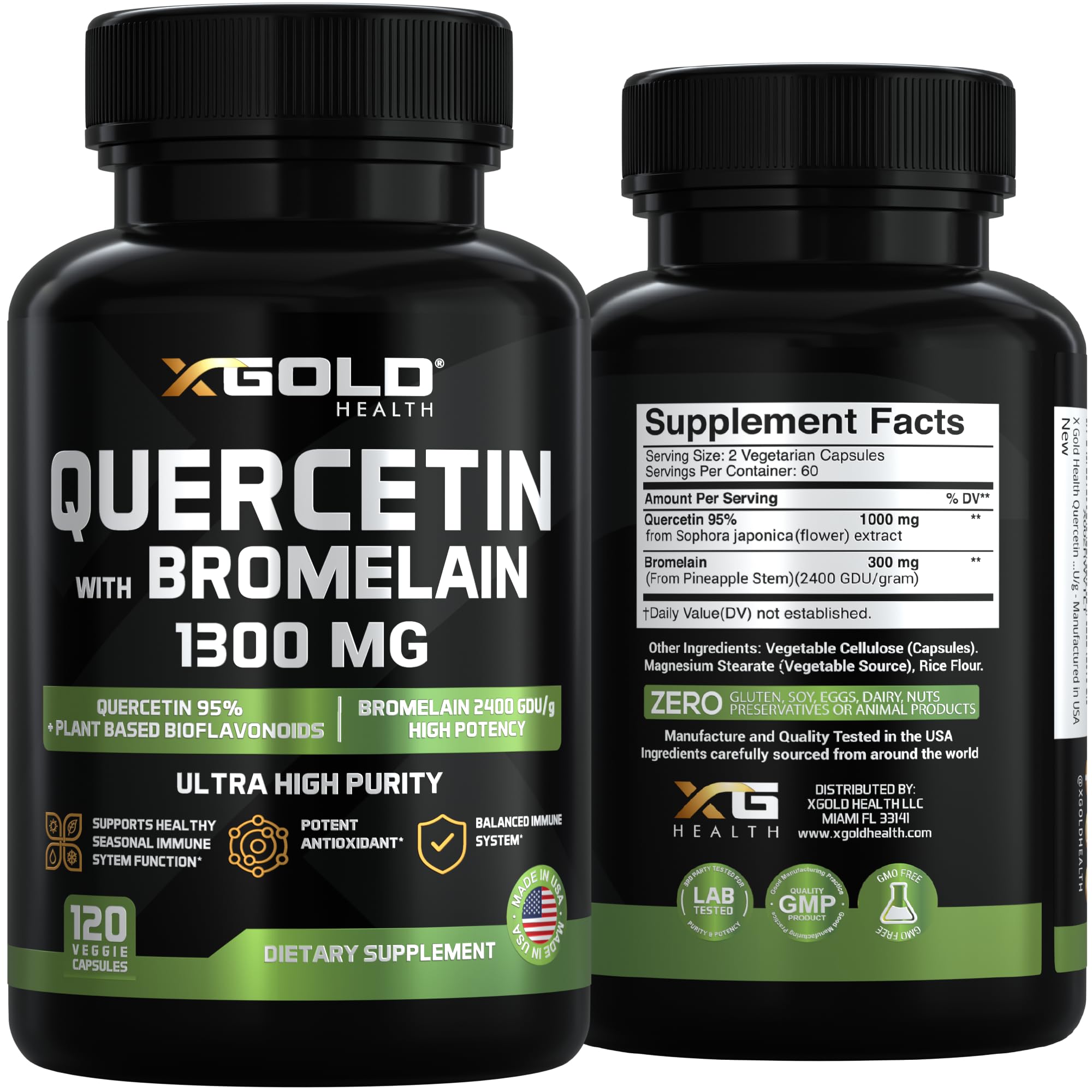 X Gold Health Quercetin Capsules packaging and label details