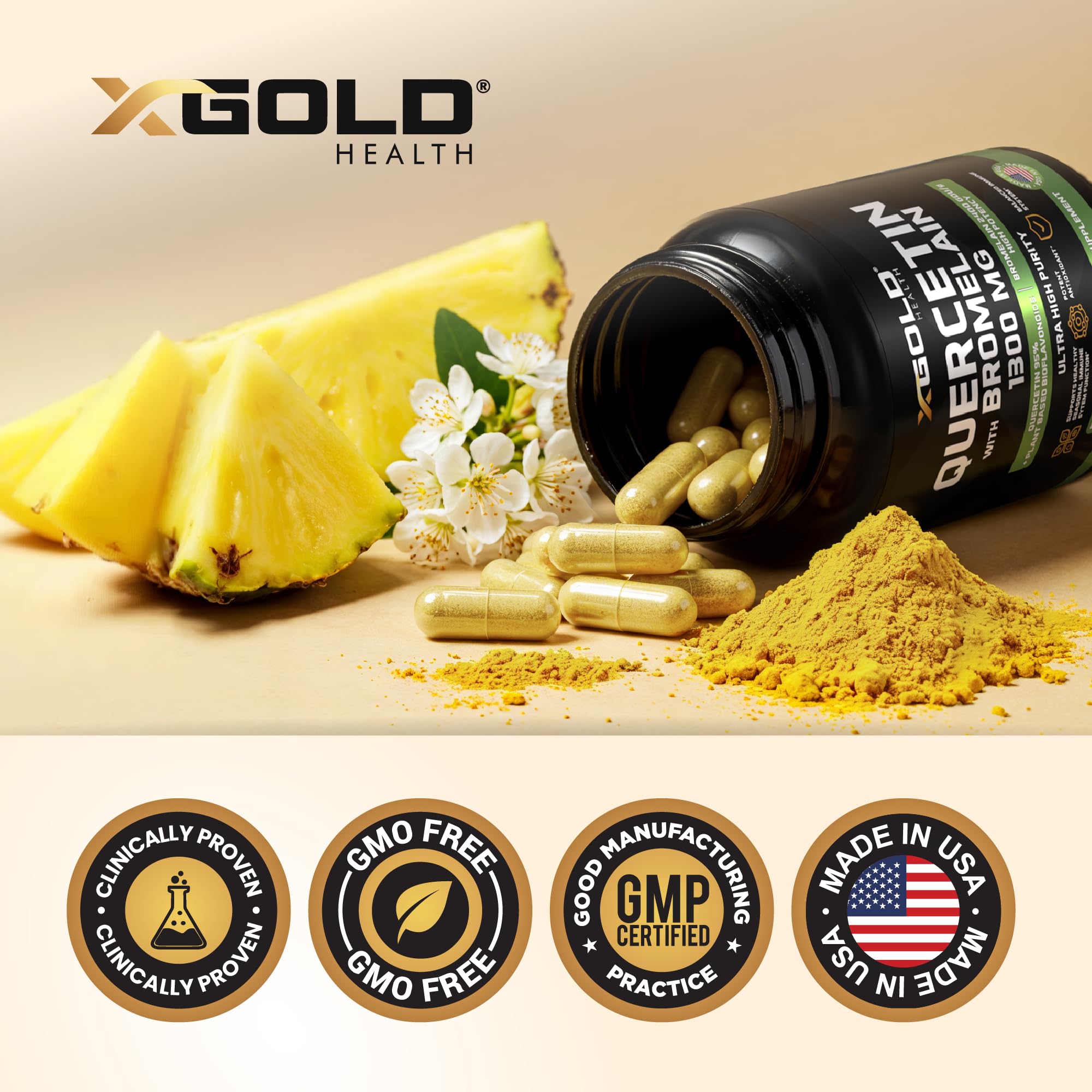 X Gold Health Quercetin Capsules vegetarian capsules in hand
