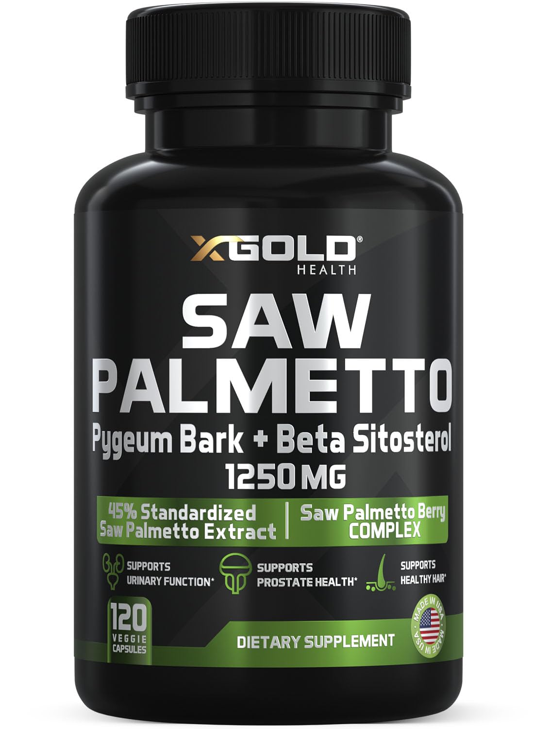 X Gold Health Saw Palmetto Supplement front view