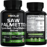 X Gold Health Saw Palmetto Supplement on a wooden table