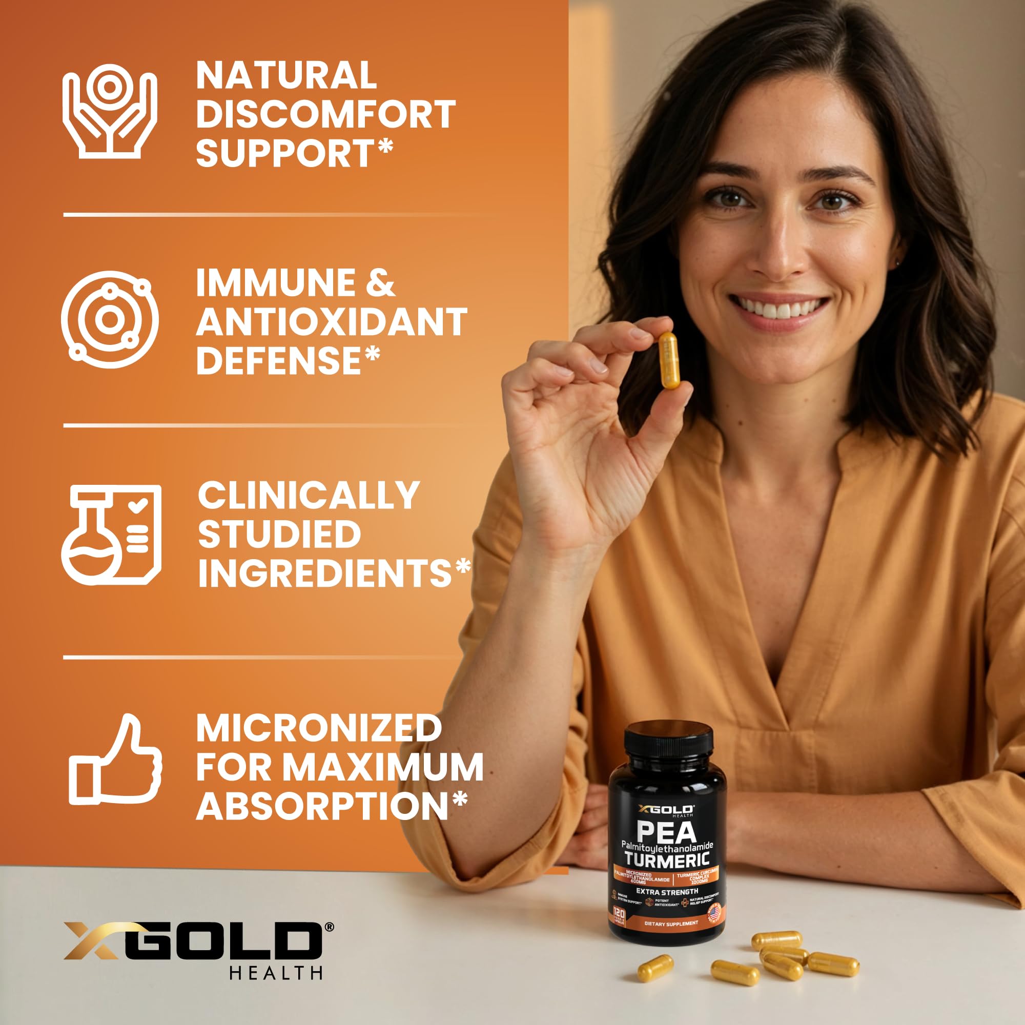 X Gold Health Turmeric Curcumin Complex 1600mg Capsules bottle with label