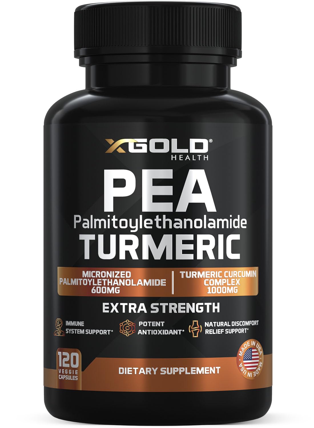 X Gold Health Turmeric Curcumin Complex 1600mg Capsules front view