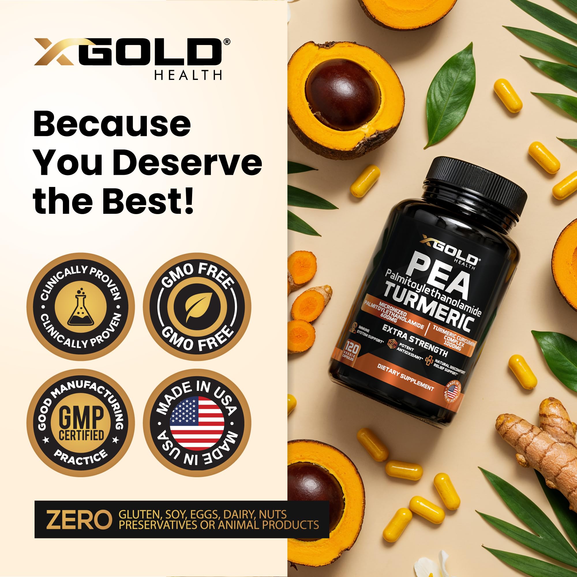 X Gold Health Turmeric Curcumin Complex 1600mg Capsules in hand
