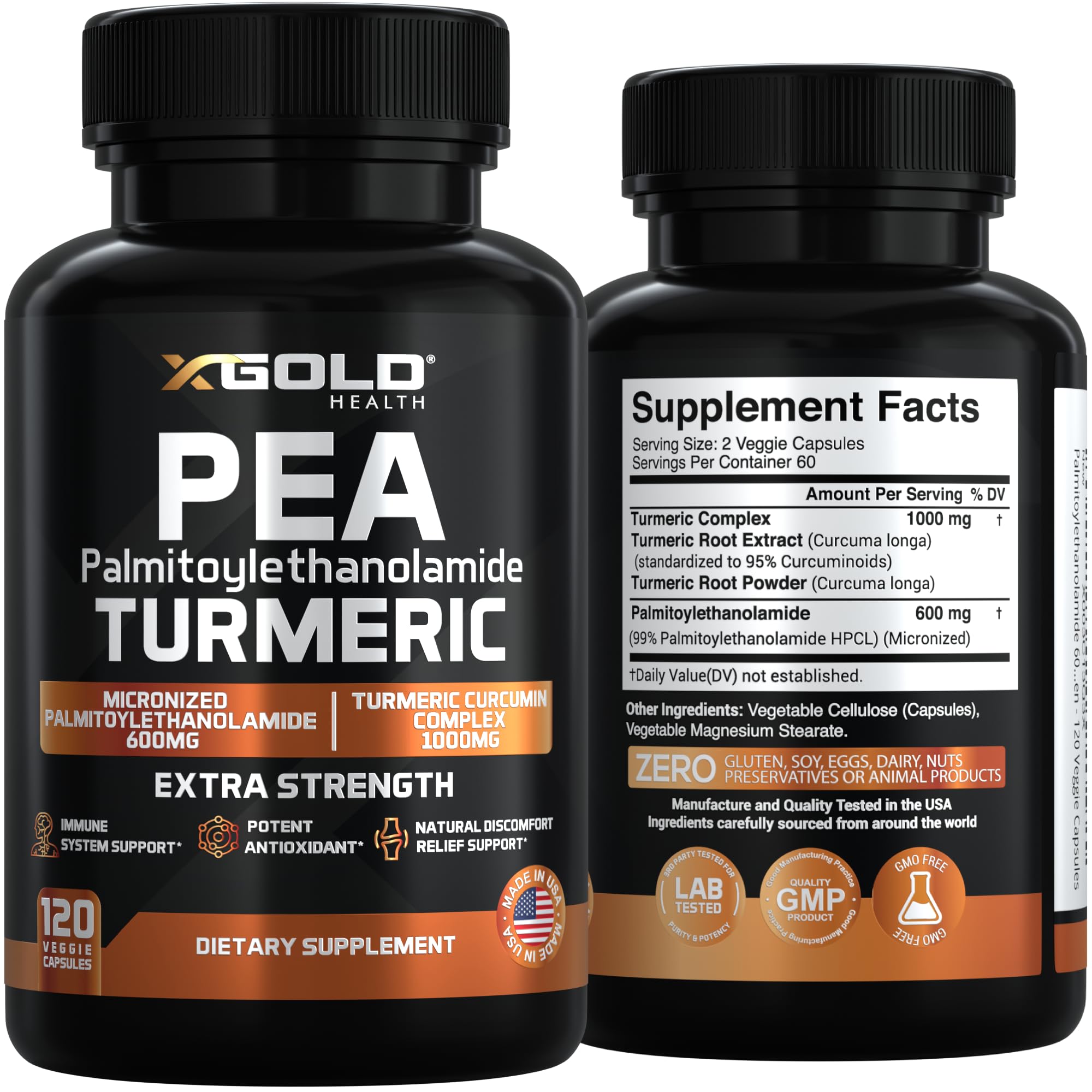 X Gold Health Turmeric Curcumin Complex 1600mg Capsules with measuring spoon
