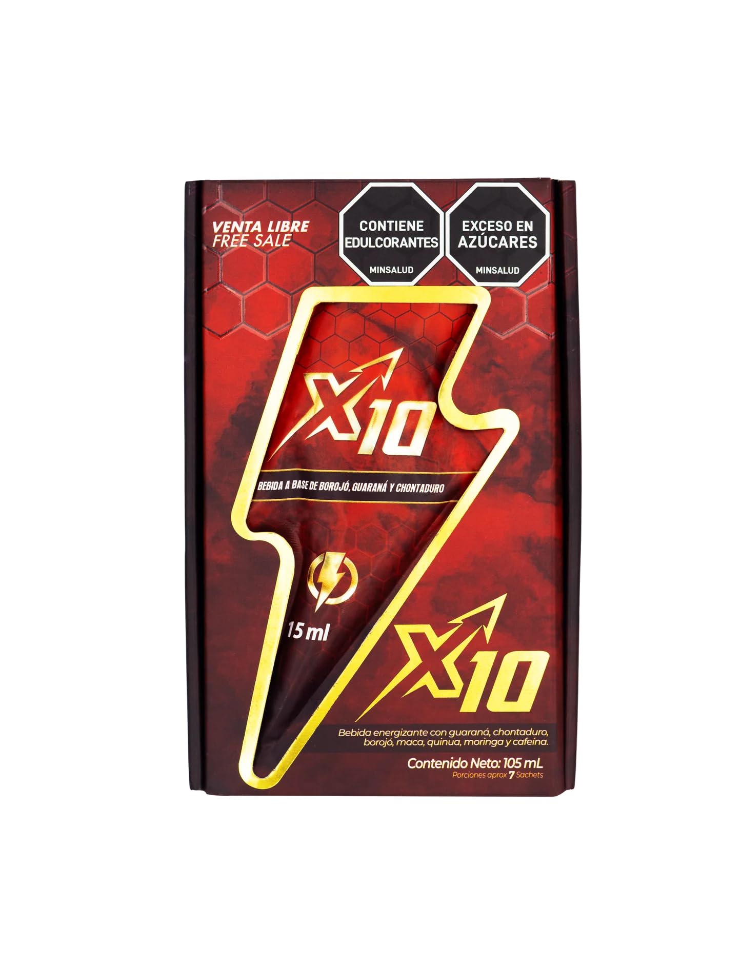 X10 Natural Supplement front view with 7 sachets