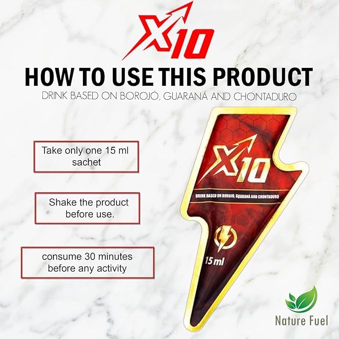 X10 Natural Supplement packaging with ingredients list