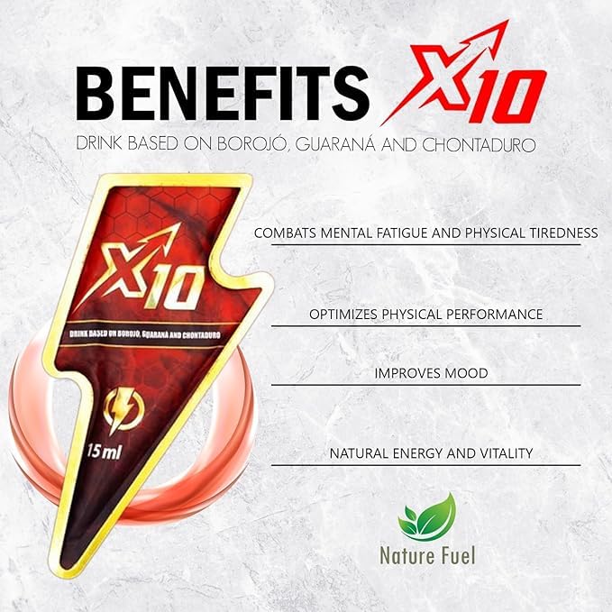 X10 Natural Supplement sachets arranged on a table