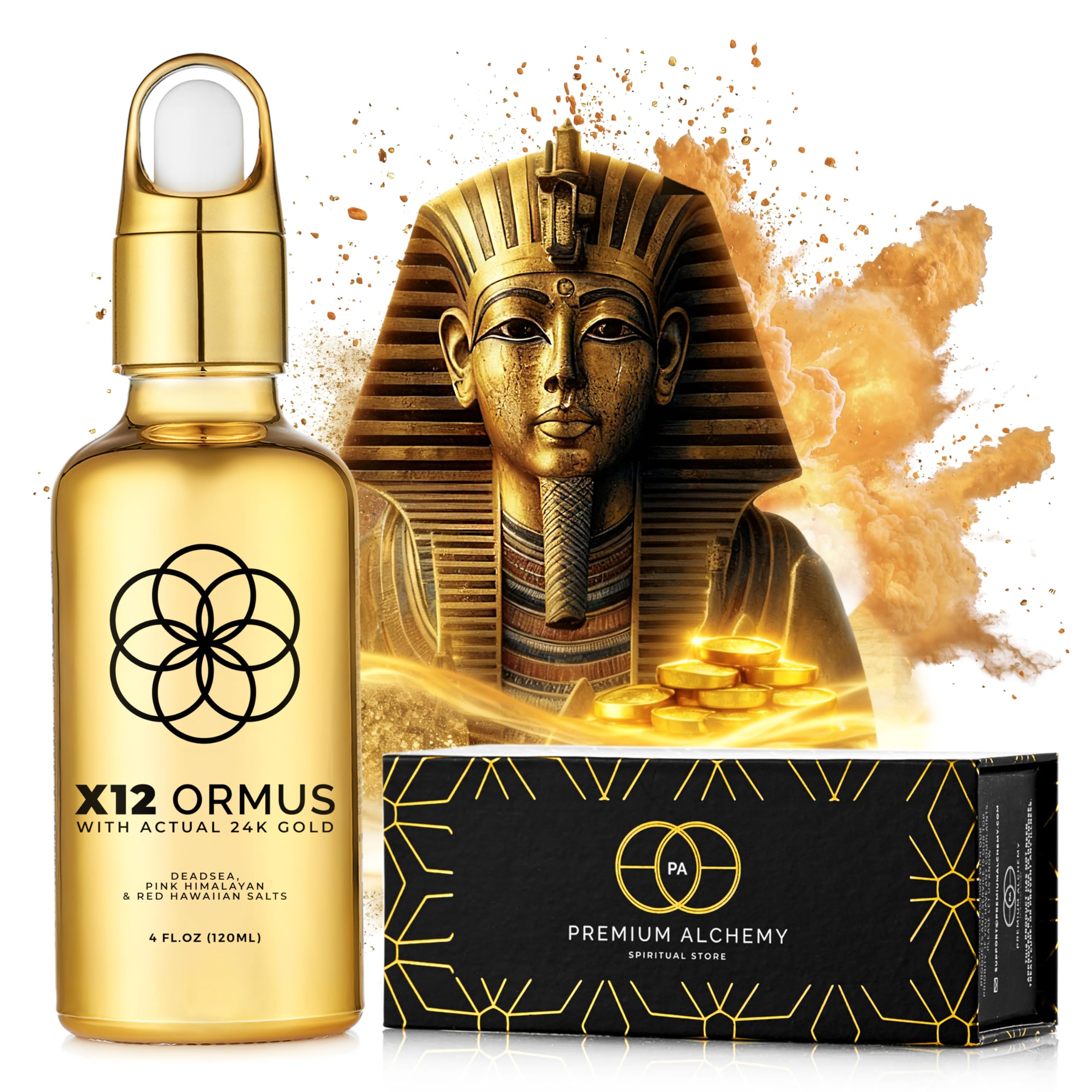 x12 Ormus 24k Gold blended vitamin supplement front view