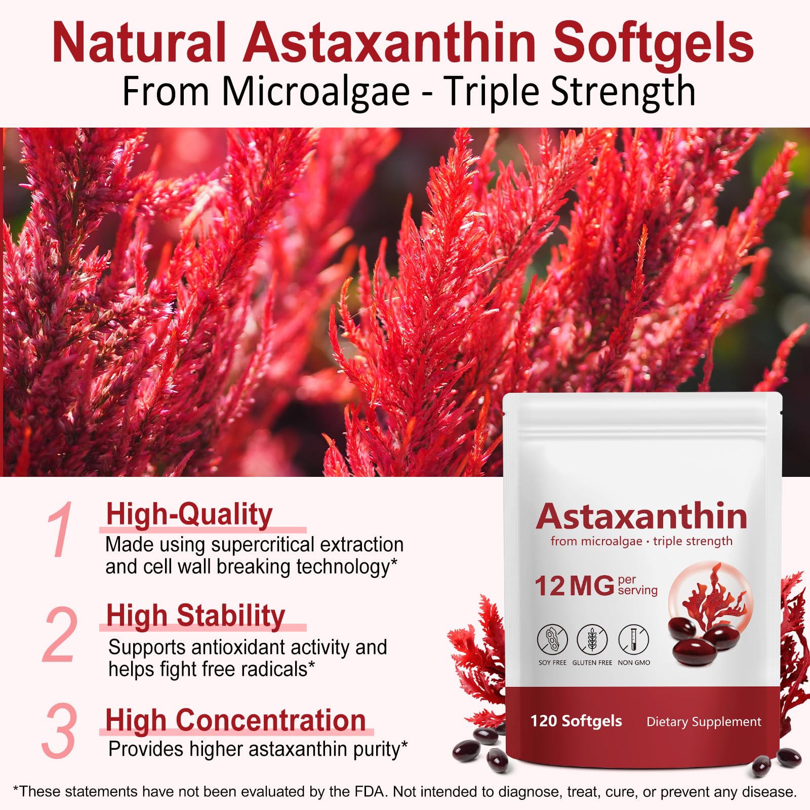 Xaarty Astaxanthin softgels with a measuring spoon